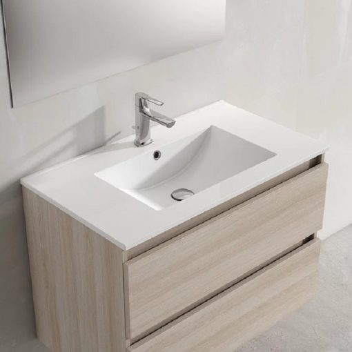 MUEBLE DE BAÑO BOX 80 2C CANELA + LAVABO FLAT 80CM